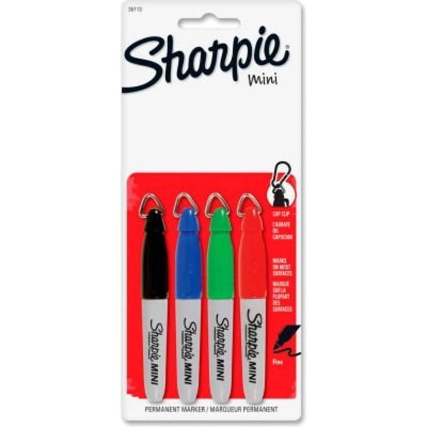 Sandford Ink Sharpie Mini Permanent Marker, Fine, Black/Red/Blue/Green Ink, 4/Set 35113PP
